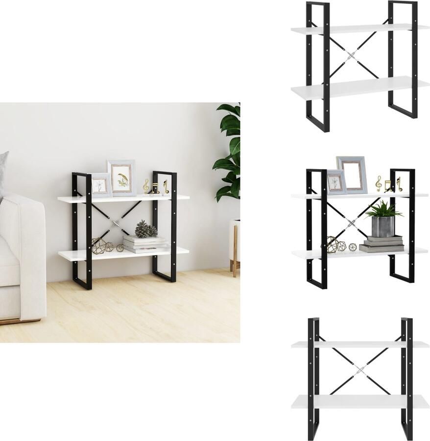 VidaXL Boekenkast Boekenkasten Kast Kasten Boekenkast met 2 schappen 80x30x70 cm spaanplaat wit - Foto 2