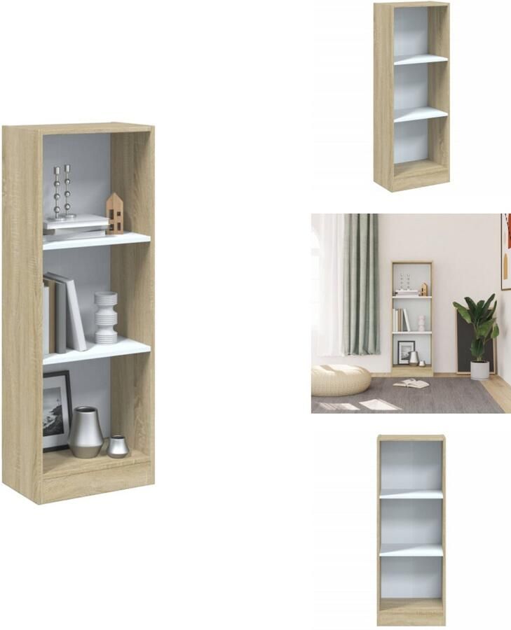 VidaXL Boekenkast Boekenkasten Kast Kasten Boekenkast met 3 schappen 40x24x109 cm bewerkt hout wit eiken