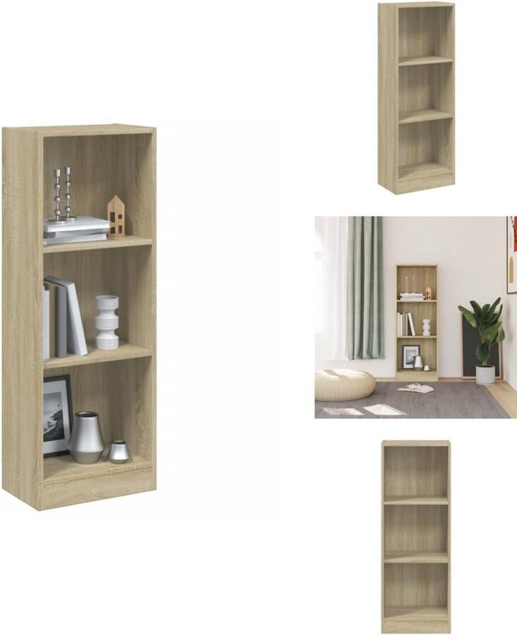 VidaXL Boekenkast Boekenkasten Kast Kasten Boekenkast met 3 schappen 40x24x109 cm bewerkt hout sonoma eik