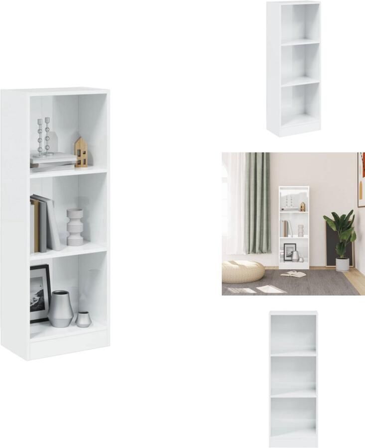 VidaXL Boekenkast Boekenkasten Kast Kasten Boekenkast met 3 schappen 40x24x108 cm spaanplaat hoogglans wit