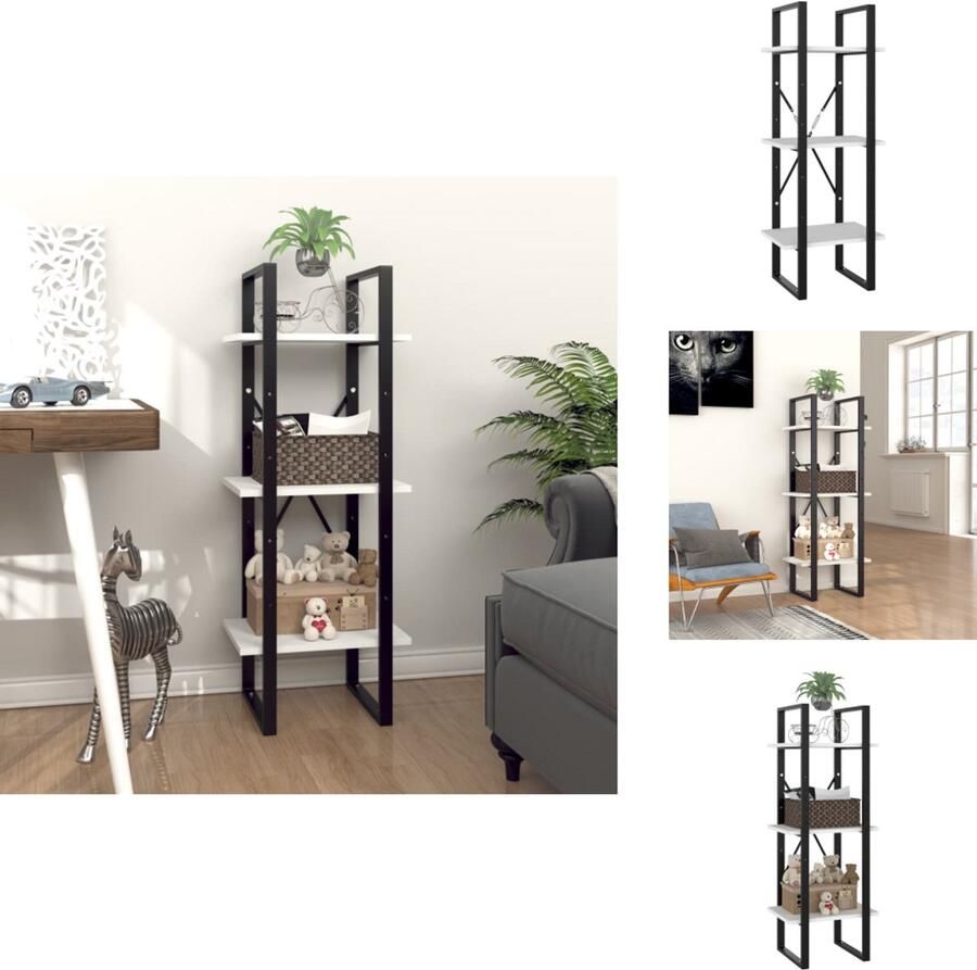 VidaXL Boekenkast Boekenkasten Kast Kasten Boekenkast met 3 schappen 40x30x105 cm bewerkt hout wit
