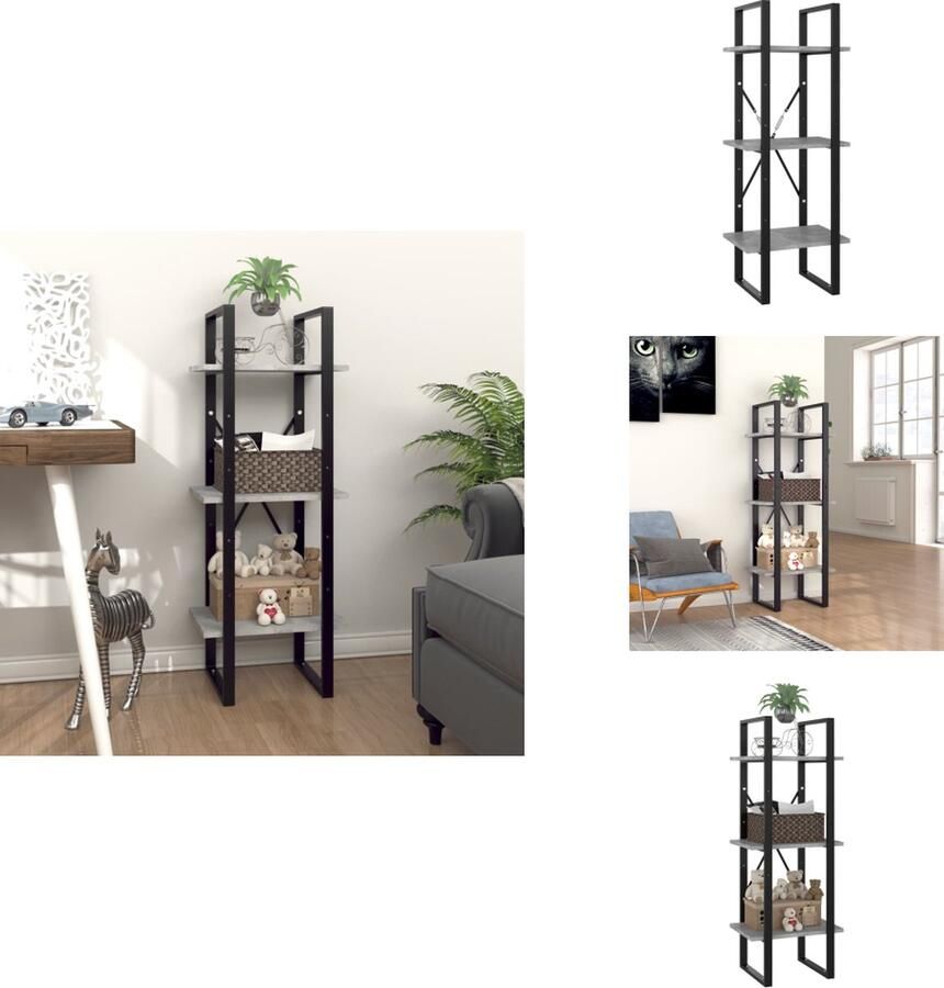 VidaXL Boekenkast Boekenkasten Kast Kasten Boekenkast met 3 schappen 40x30x105 cm bewerkt hout betongrijs - Foto 2