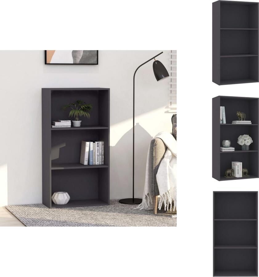 VidaXL Boekenkast Boekenkasten Kast Kasten Boekenkast met 3 schappen 60x30x114 cm bewerkt hout grijs