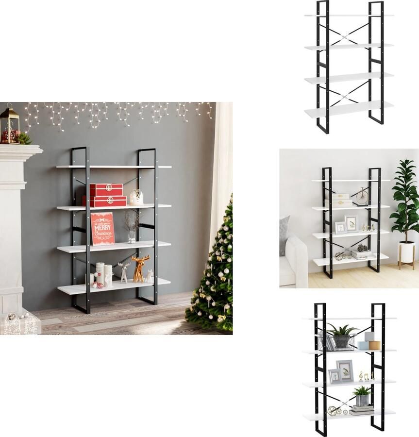 VidaXL Boekenkast Boekenkasten Kast Kasten Boekenkast met 4 schappen 100x30x140 cm spaanplaat wit - Foto 2