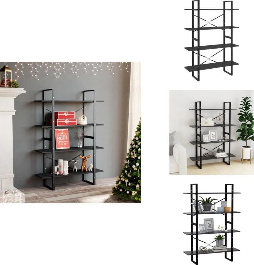 VidaXL Boekenkast Boekenkasten Kast Kasten Boekenkast met 4 schappen 100x30x140 cm spaanplaat grijs