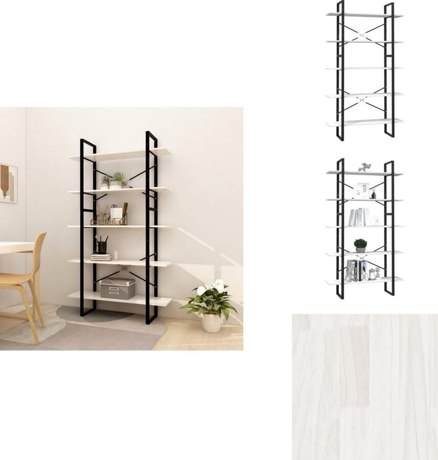 VidaXL Boekenkast Boekenkasten Kast Kasten Boekenkast met 5 schappen 100x30x175 cm grenenhout wit