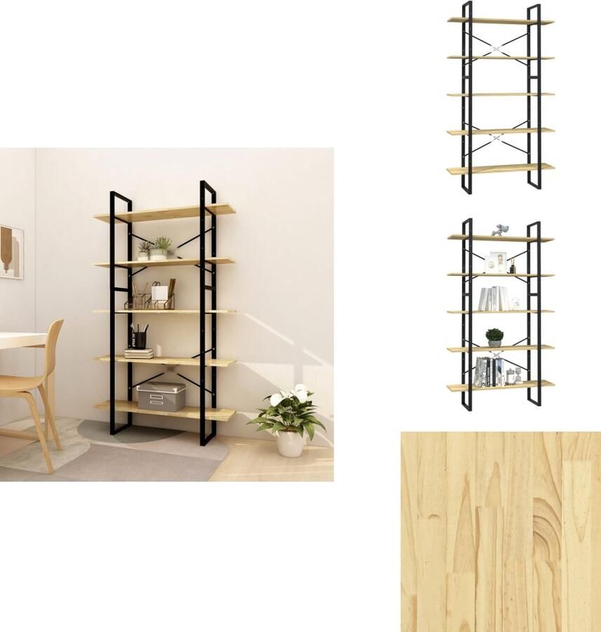 VidaXL Boekenkast Boekenkasten Kast Kasten Boekenkast met 5 schappen 100x30x175 cm massief grenenhout