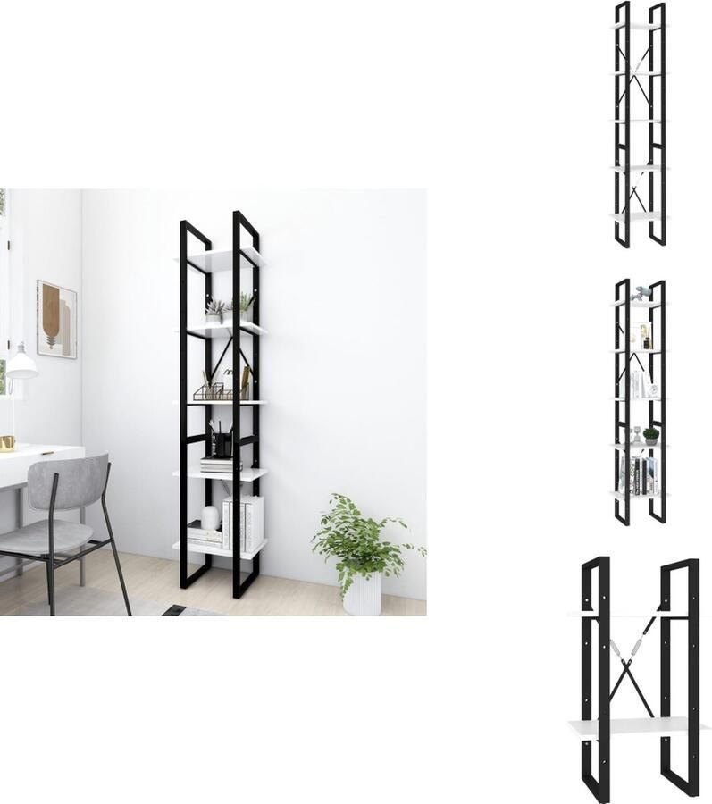 VidaXL Boekenkast Hoge en Lage Kast Wit Bewerkt hout en metaal 40 x 30 x 105 cm 40 x 30 x 70 cm Montage vereist Kast - Foto 2