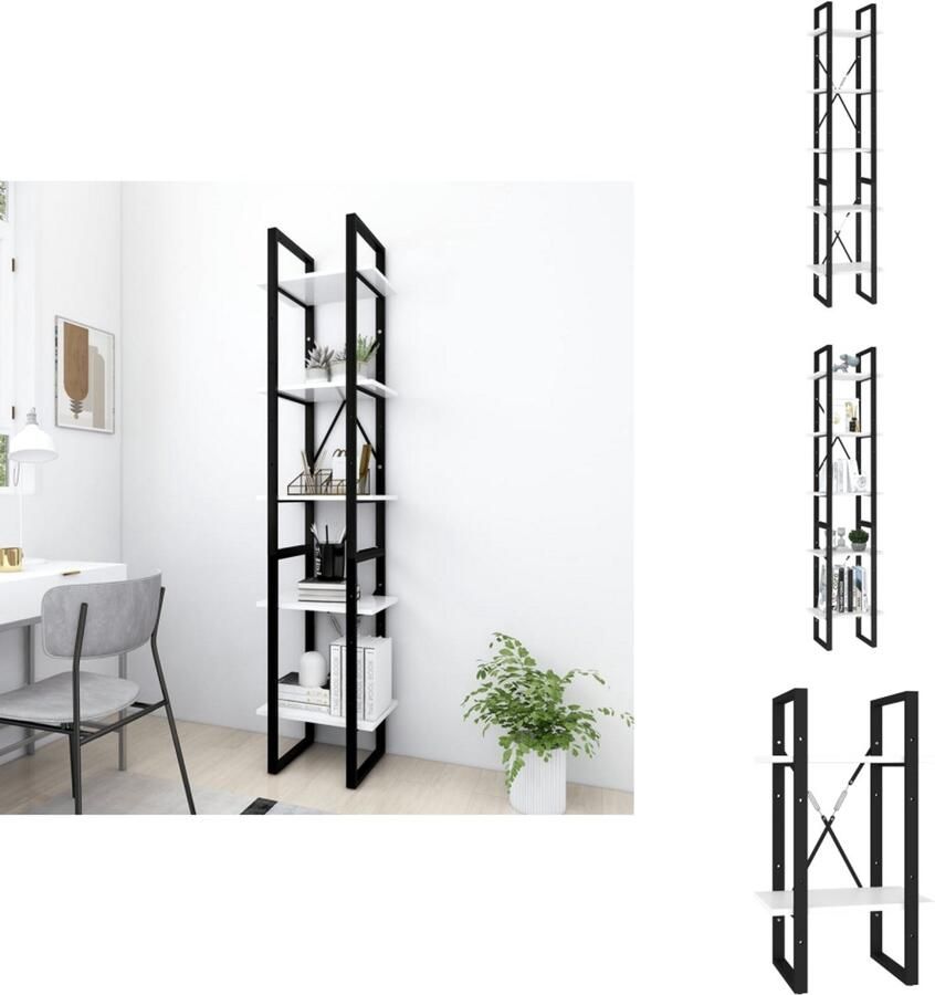 VidaXL Boekenkast Hoge en Lage Kast Wit Bewerkt hout en metaal 40 x 30 x 105 cm 40 x 30 x 70 cm Montage vereist Kast