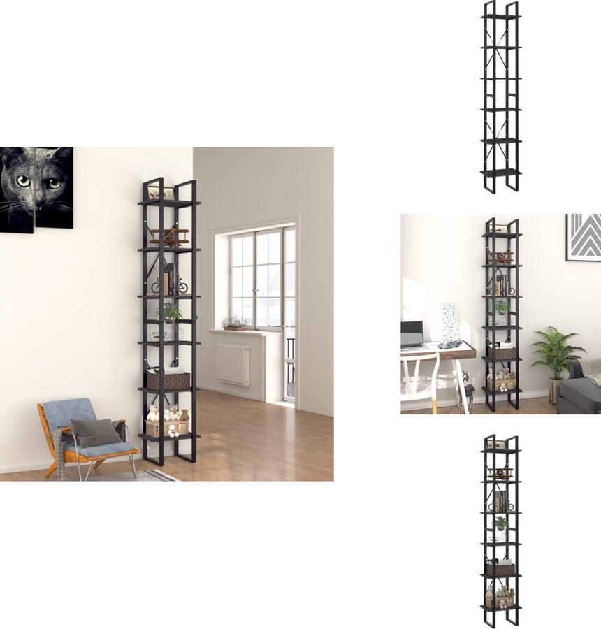 VidaXL Boekenkast Boekenkasten Kast Kasten Boekenkast met 6 schappen 40x30x210 cm bewerkt hout grijs