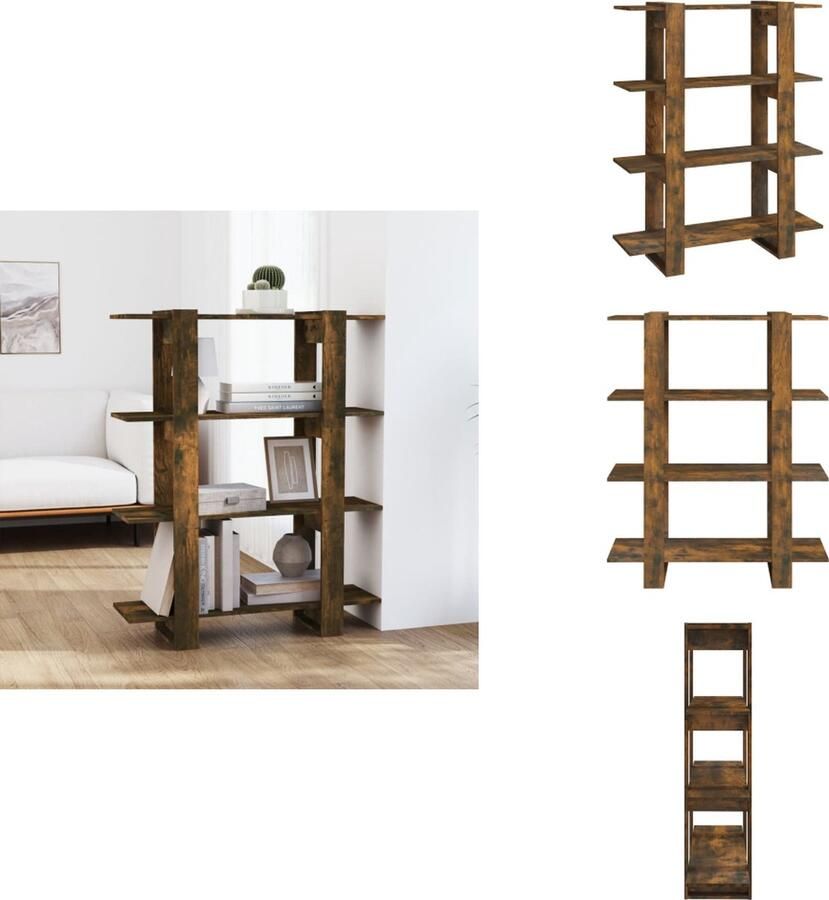 VidaXL Boekenkast Boekenkasten Kast Opbergkast Boekenkast kamerscherm 100x30x123 5 cm gerookt eikenkleurig - Foto 2