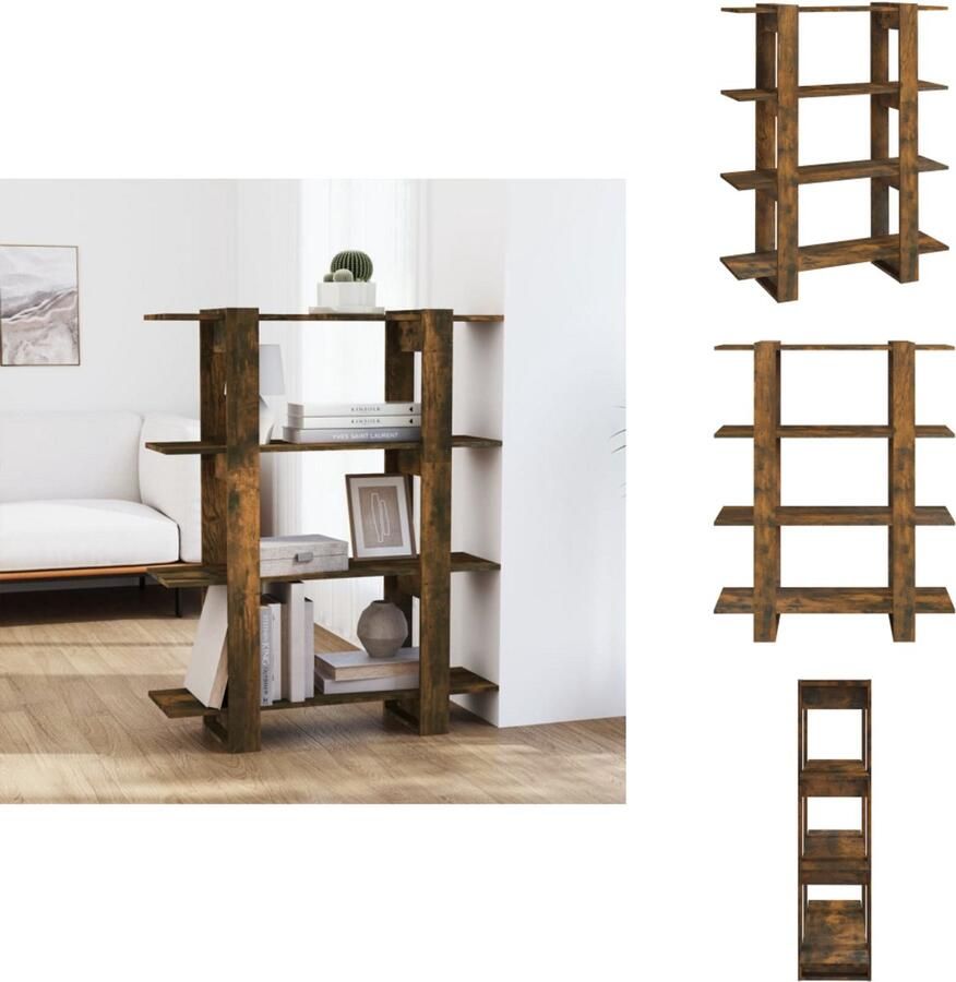 VidaXL Boekenkast Boekenkasten Kast Opbergkast Boekenkast kamerscherm 100x30x123 5 cm gerookt eikenkleurig