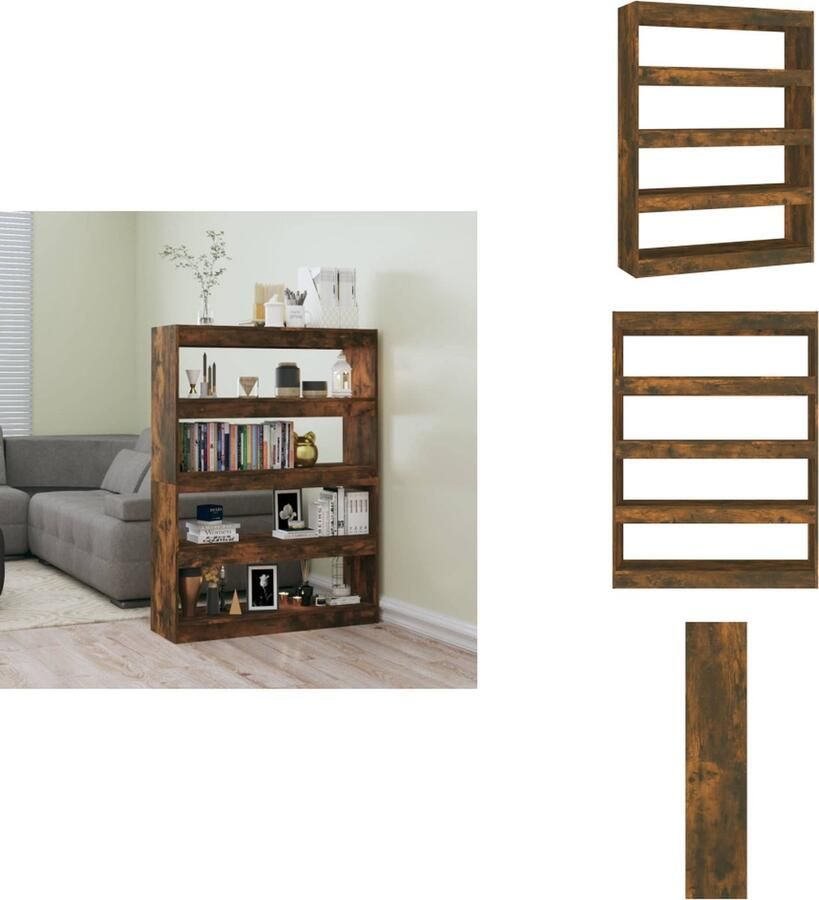 VidaXL Boekenkast Boekenkasten Kast Opbergkast Boekenkast kamerscherm 100x30x135 cm gerookt eikenkleurig