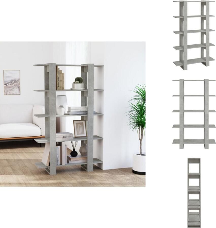 VidaXL Boekenkast Boekenkasten Kast Opbergkast Boekenkast kamerscherm 100x30x160 cm betongrijs