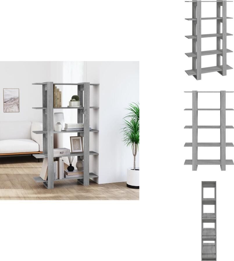 VidaXL Boekenkast Boekenkasten Kast Opbergkast Boekenkast kamerscherm 100x30x160 cm grijs sonoma eikenkleurig