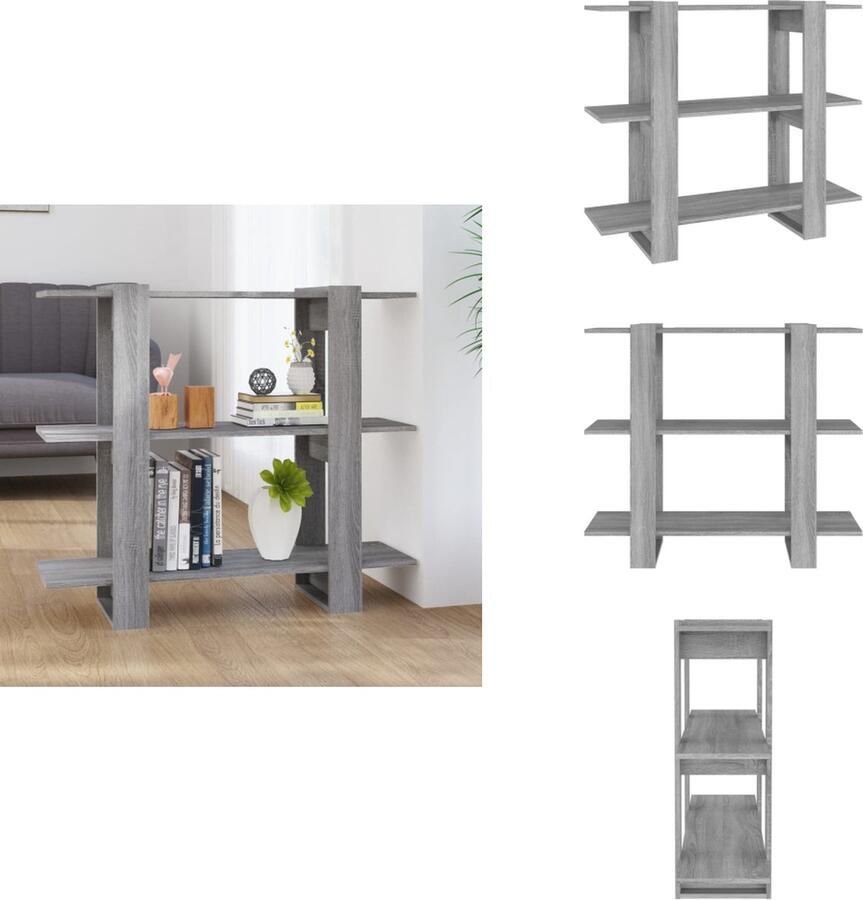 VidaXL Boekenkast Boekenkasten Kast Opbergkast Boekenkast kamerscherm 100x30x87 cm grijs sonoma eikenkleurig