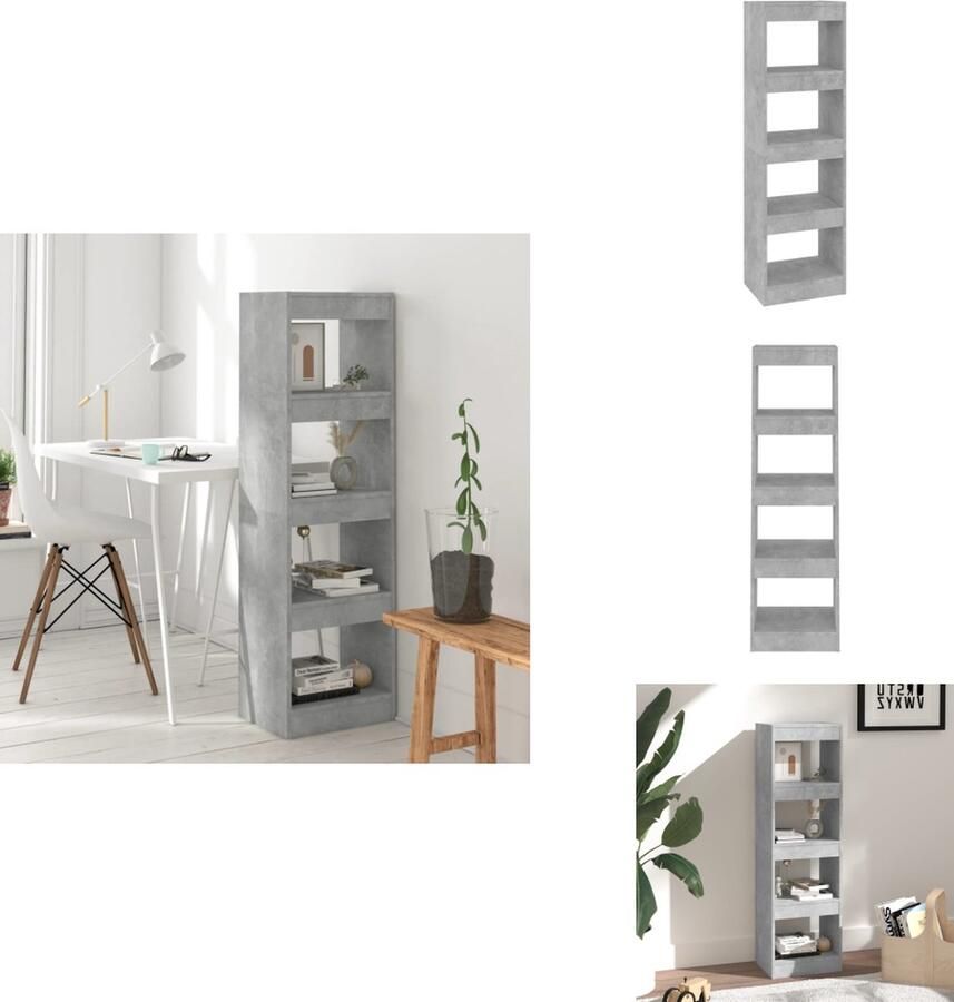 VidaXL Boekenkast Boekenkasten Kast Opbergkast Boekenkast kamerscherm 40x30x135 cm betongrijs