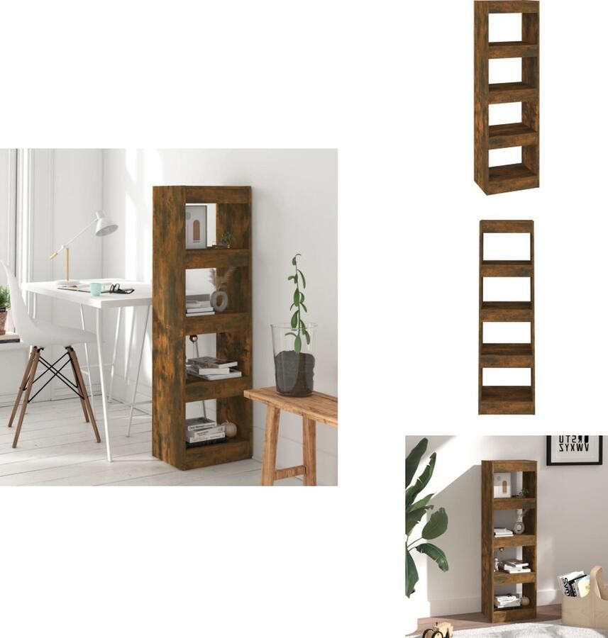 VidaXL Boekenkast Boekenkasten Kast Opbergkast Boekenkast kamerscherm 40x30x135 cm gerookt eikenkleurig - Foto 2