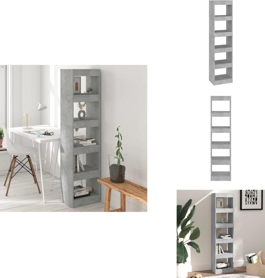 VidaXL Boekenkast Boekenkasten Kast Opbergkast Boekenkast kamerscherm 40x30x166 cm betongrijs