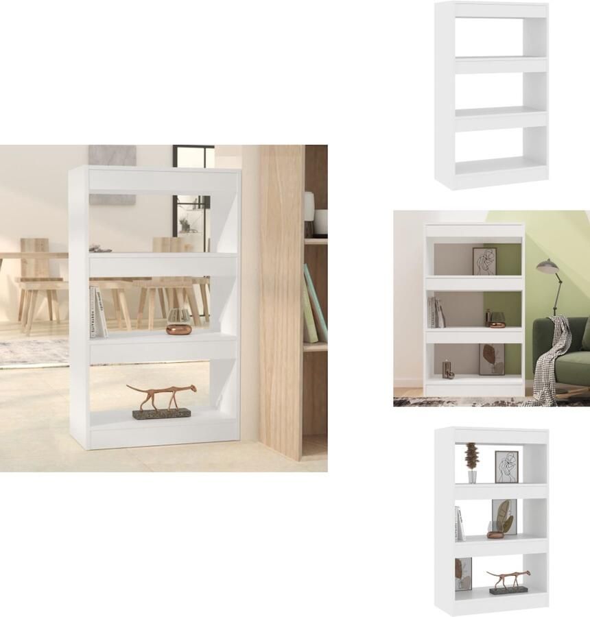 VidaXL Boekenkast Boekenkasten Kast Opbergkast Boekenkast kamerscherm 60x30x103 cm bewerkt hout wit - Foto 2