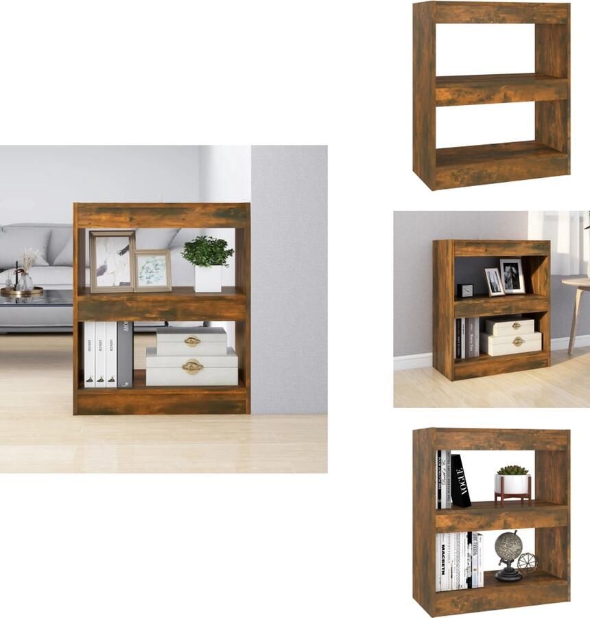 VidaXL Boekenkast Boekenkasten Kast Opbergkast Boekenkast kamerscherm 60x30x72 cm gerookt eikenkleurig