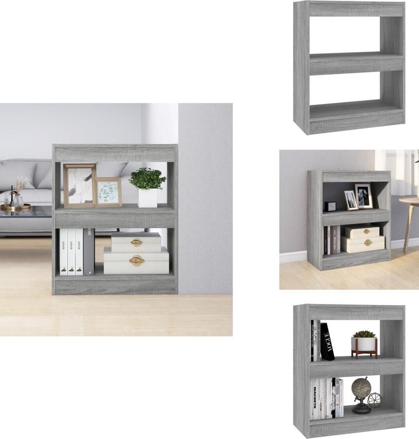 VidaXL Boekenkast Boekenkasten Kast Opbergkast Boekenkast kamerscherm 60x30x72 cm grijs sonoma eikenkleurig - Foto 2