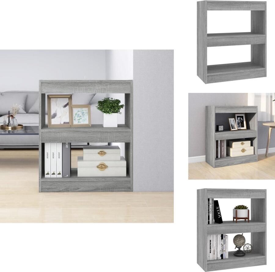 VidaXL Boekenkast Boekenkasten Kast Opbergkast Boekenkast kamerscherm 60x30x72 cm grijs sonoma eikenkleurig