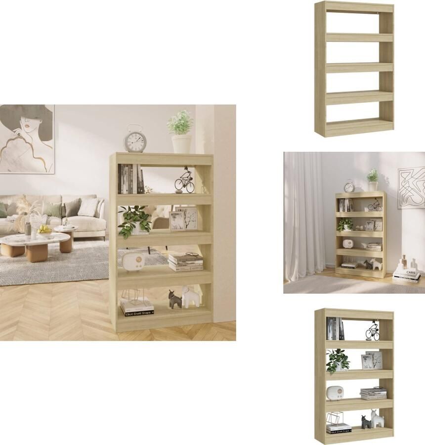 VidaXL Boekenkast Boekenkasten Kast Opbergkast Boekenkast kamerscherm 80x30x135 cm bewerkt hout sonoma eiken