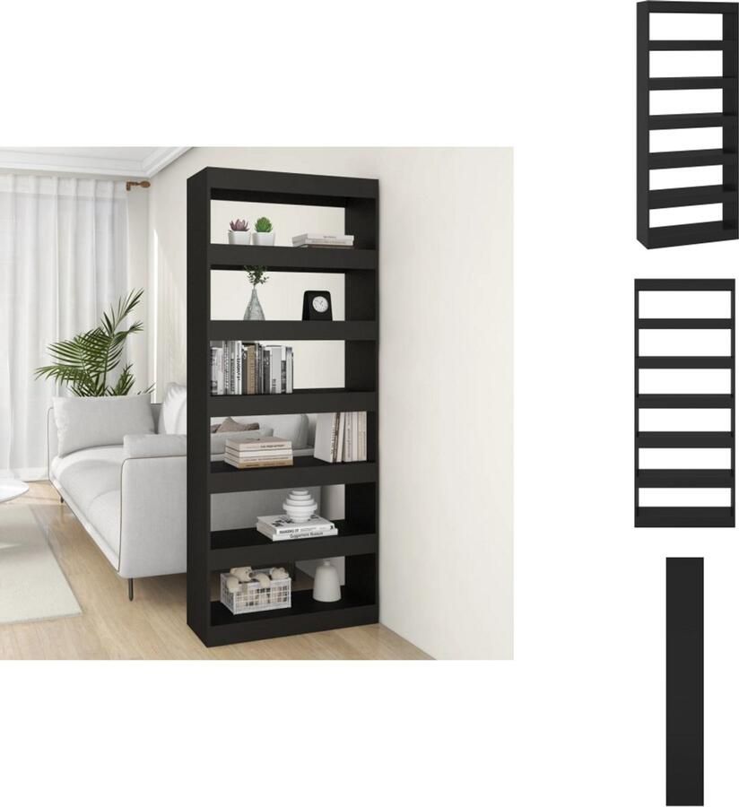 VidaXL Boekenkast Boekenkasten Kast Opbergkast Boekenkast kamerscherm 80x30x198 cm bewerkt hout zwart