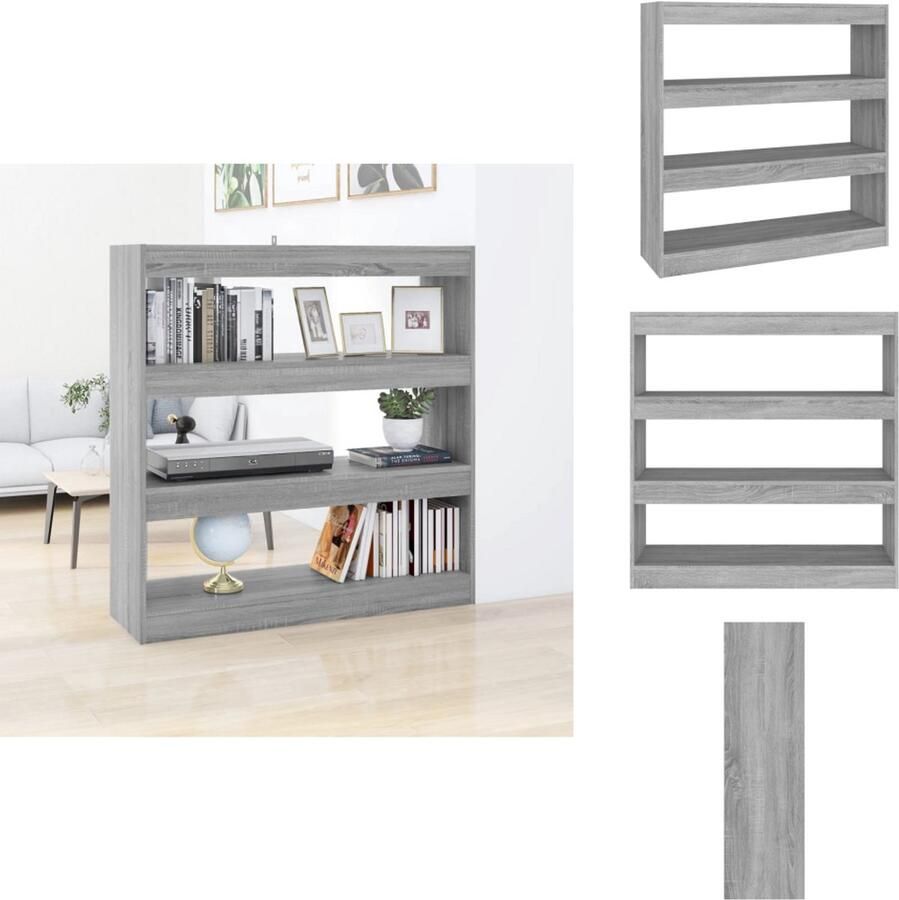 VidaXL Boekenkast Boekenkasten Meubel Kast Boekenkast kamerscherm 100x30x103 cm grijs sonoma eikenkleurig