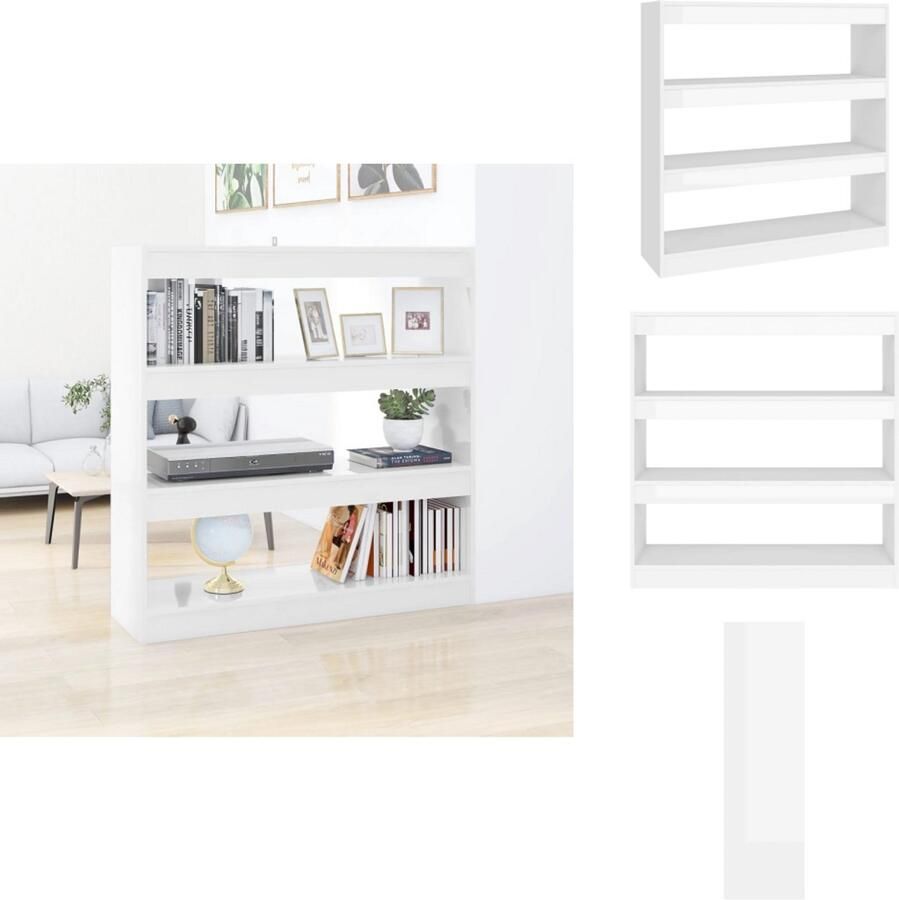 VidaXL Boekenkast Boekenkasten Meubel Kast Boekenkast kamerscherm 100x30x103 cm hoogglans wit