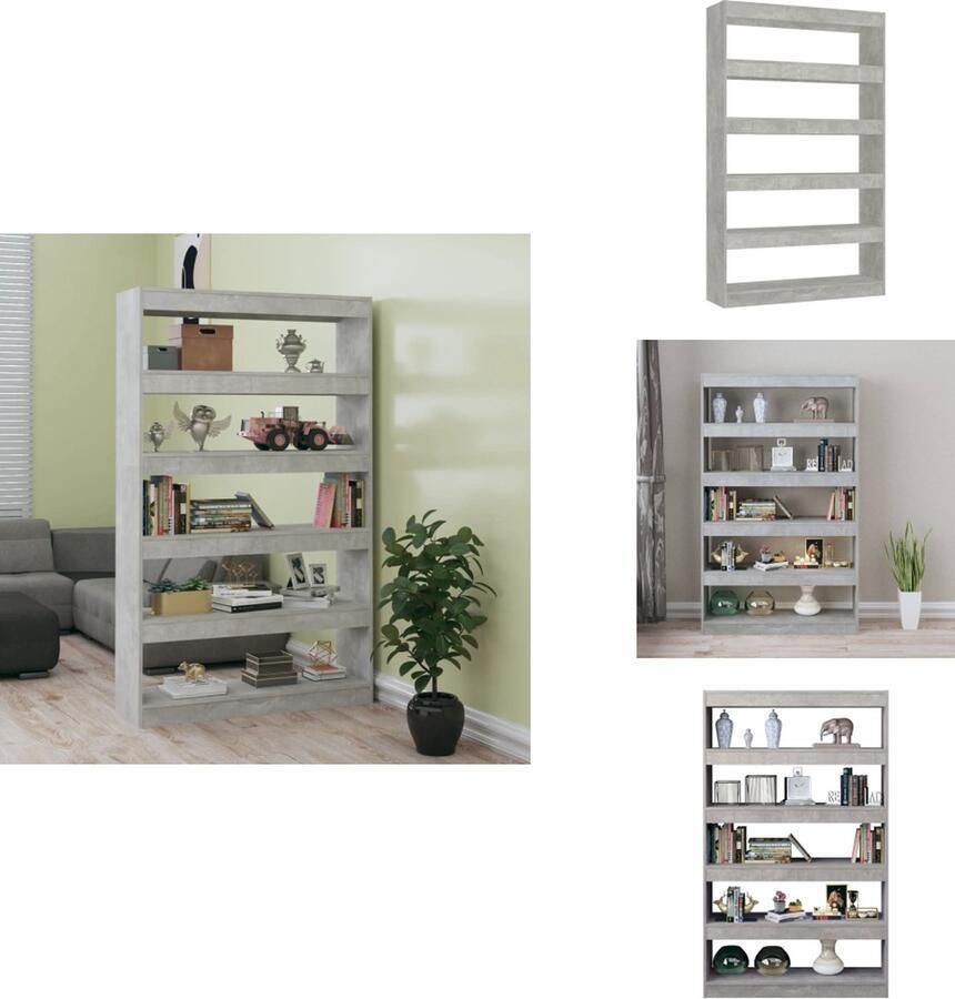 VidaXL Boekenkast Boekenkasten Meubel Kast Boekenkast kamerscherm 100x30x166 cm betongrijs