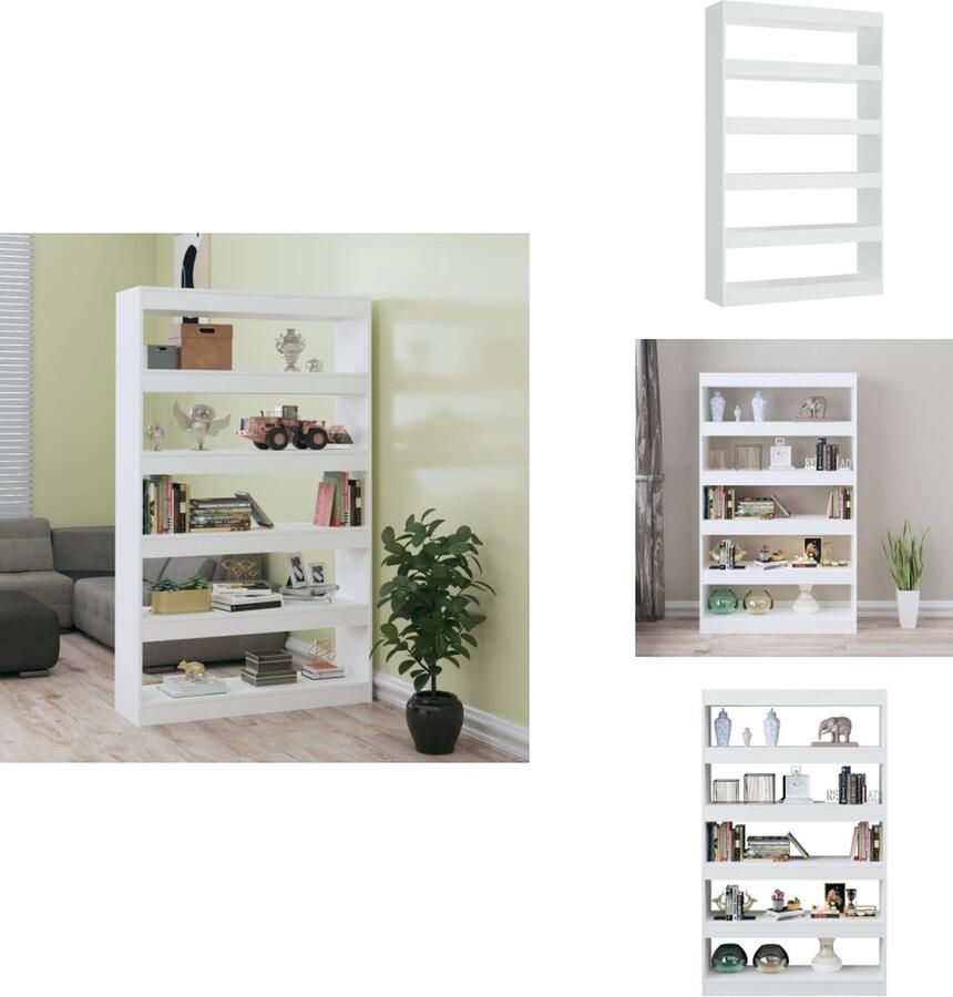 VidaXL Boekenkast Boekenkasten Meubel Kast Boekenkast kamerscherm 100x30x166 cm wit - Foto 2