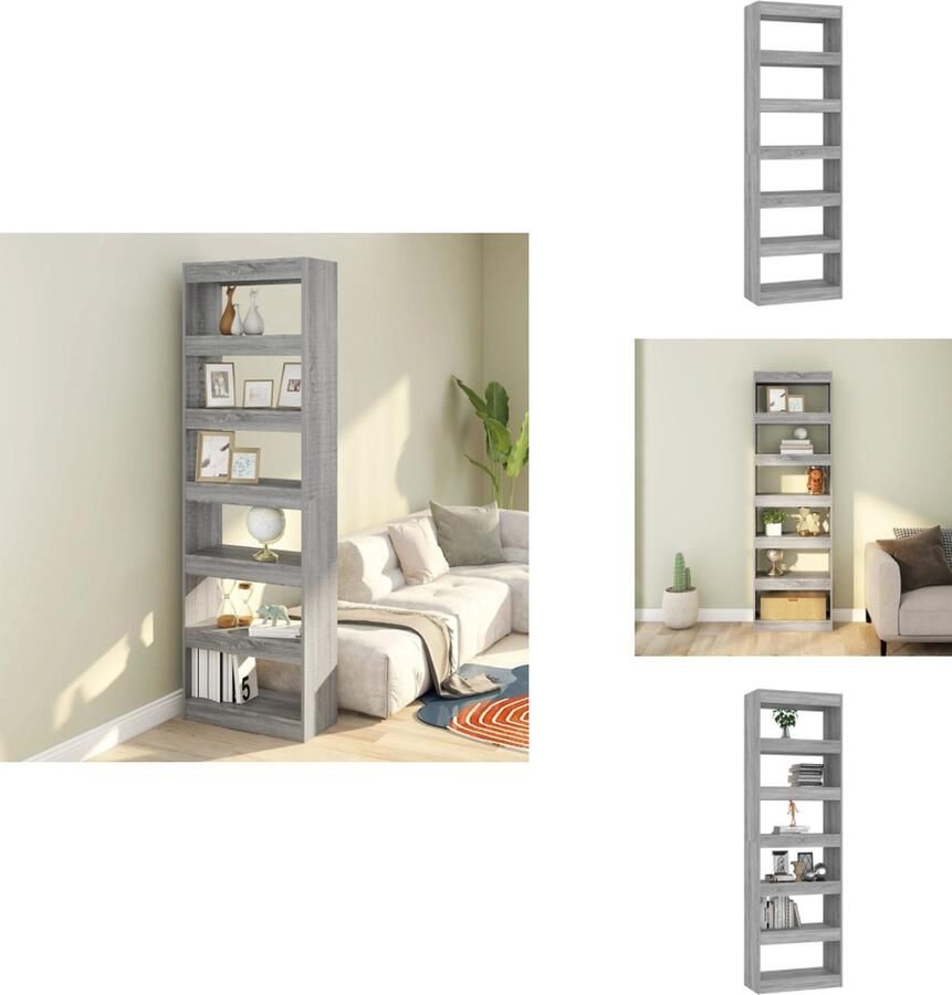 VidaXL Boekenkast Boekenkasten Meubel Kast Boekenkast kamerscherm 60x30x198 cm grijs sonoma eikenkleurig - Foto 2