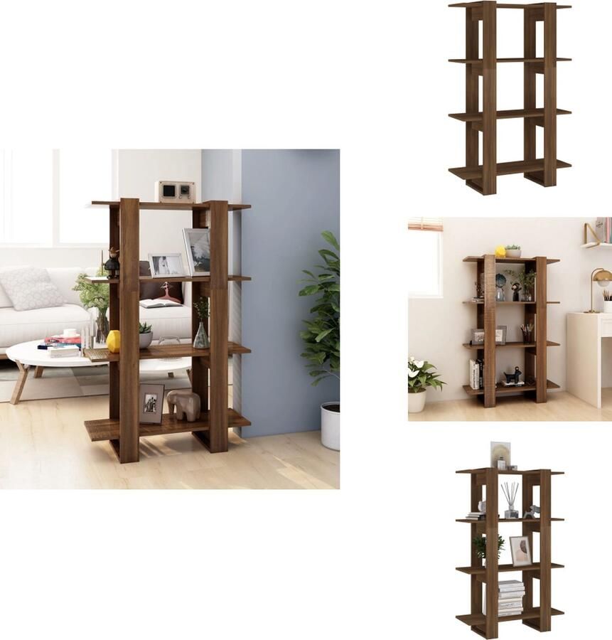 VidaXL Boekenkast Boekenkasten Meubel Kast Boekenkast kamerscherm 80x30x123-5 cm bruineikenkleurig