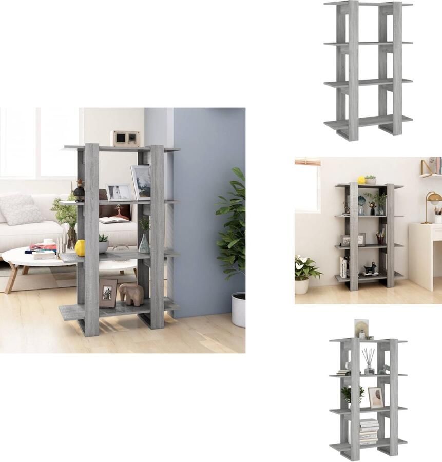 VidaXL Boekenkast Boekenkasten Meubel Kast Boekenkast kamerscherm 80x30x123-5 cm grijs sonoma eikenkleurig