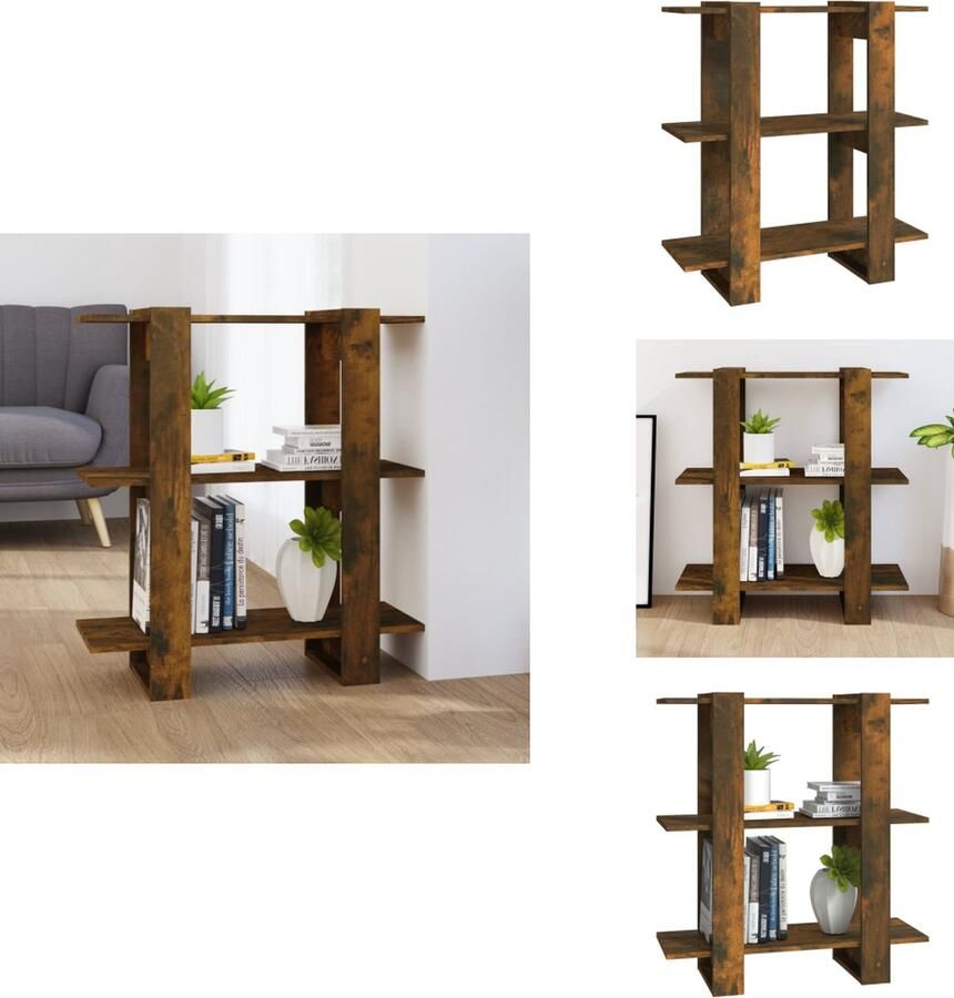 VidaXL Boekenkast Boekenkasten Meubel Kast Boekenkast kamerscherm 80x30x87 cm gerookt eikenkleurig - Foto 2