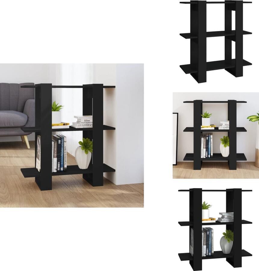VidaXL Boekenkast Boekenkasten Meubel Kast Boekenkast kamerscherm 80x30x87 cm zwart - Foto 2