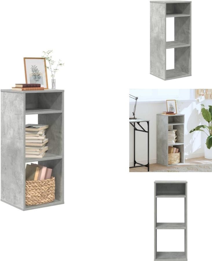 VidaXL Boekenkast Boekenkasten Opbergkast Boekenplank Boekenkast 34x31x80 cm bewerkt hout betongrijs