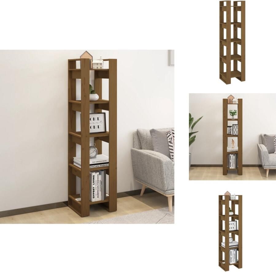 VidaXL Boekenkast Boekenkasten Opbergkast Boekenrek Boekenkast kamerscherm 41x35x160 cm grenenhout honingbruin