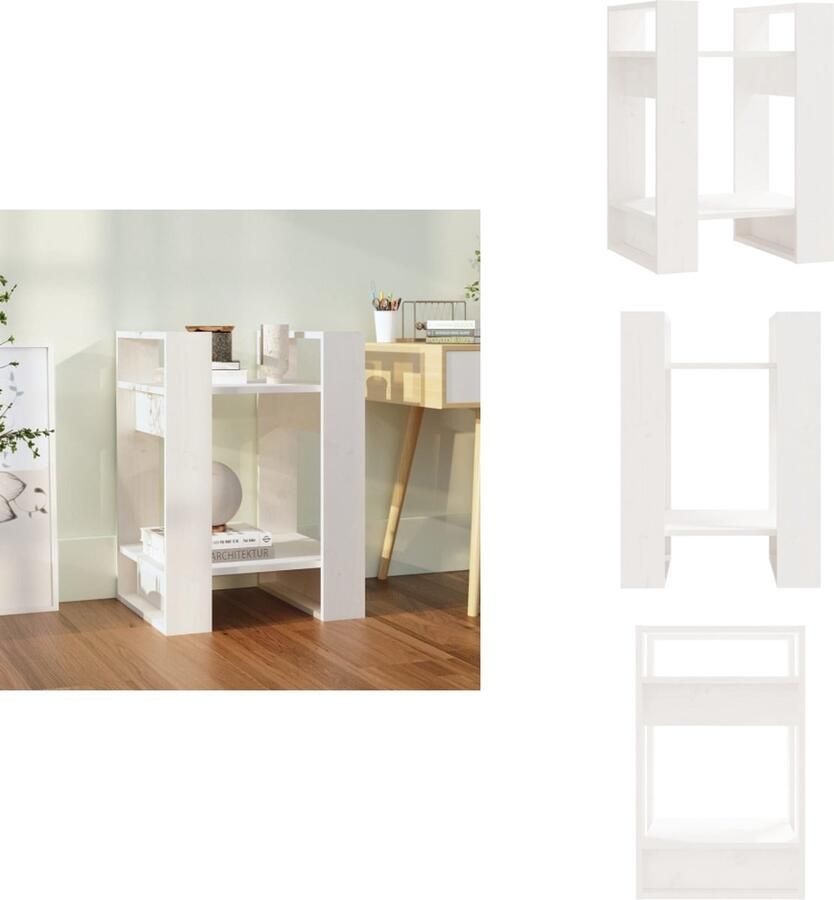 VidaXL Boekenkast Boekenkasten Opbergkast Boekenrek Boekenkast kamerscherm 41x35x57 cm massief grenenhout wit