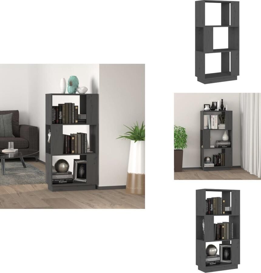 VidaXL Boekenkast Boekenkasten Opbergkast Boekenrek Boekenkast kamerscherm 51x25x101 cm massief grenenhout grijs