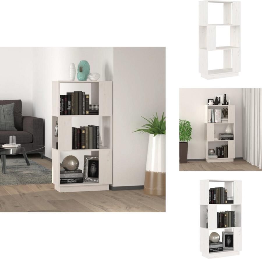 VidaXL Boekenkast Boekenkasten Opbergkast Boekenrek Boekenkast kamerscherm 51x25x101 cm massief grenenhout wit