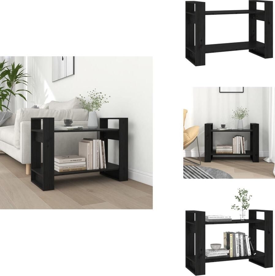 VidaXL Boekenkast Boekenkasten Opbergkast Boekenrek Boekenkast kamerscherm 80x35x56 5 cm massief grenenhout zwart