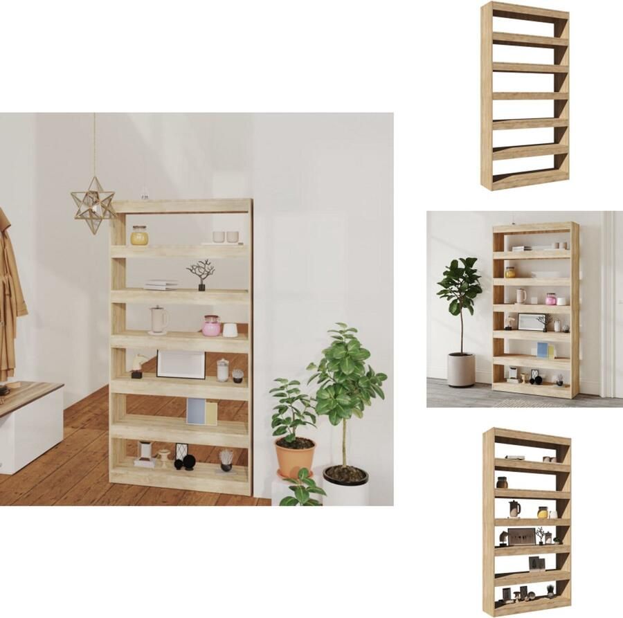 VidaXL Boekenkast Boekenkasten Opbergkast Kast Boekenkast kamerscherm 100x30x198 cm bewerkt hout sonoma eiken
