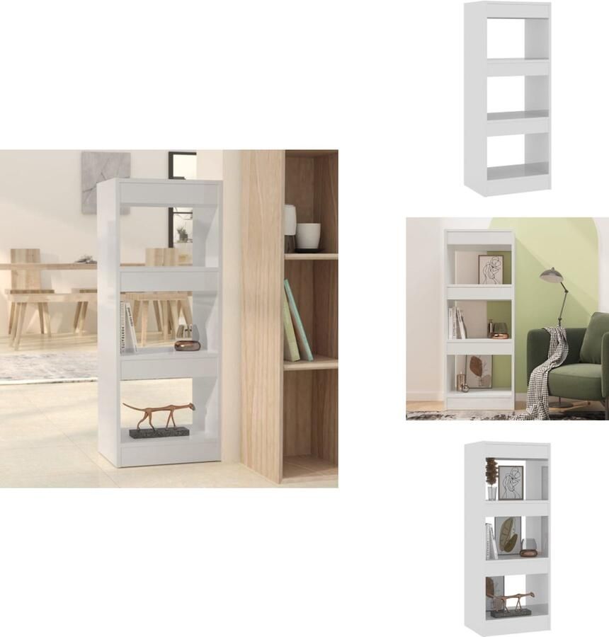 VidaXL Boekenkast Boekenkasten Opbergkast Kast Boekenkast kamerscherm 40x30x103 cm bewerkt hout hoogglans wit - Foto 2