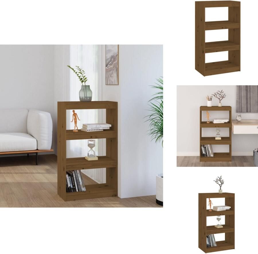 VidaXL Boekenkast Boekenkasten Opbergkast Kast Boekenkast kamerscherm 60x30x103 5 cm grenenhout honingbruin