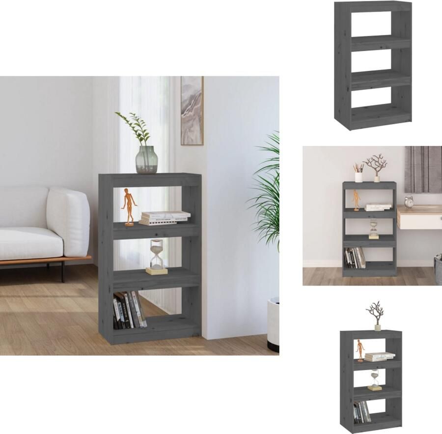 VidaXL Boekenkast Boekenkasten Opbergkast Kast Boekenkast kamerscherm 60x30x103 5 cm massief grenenhout grijs