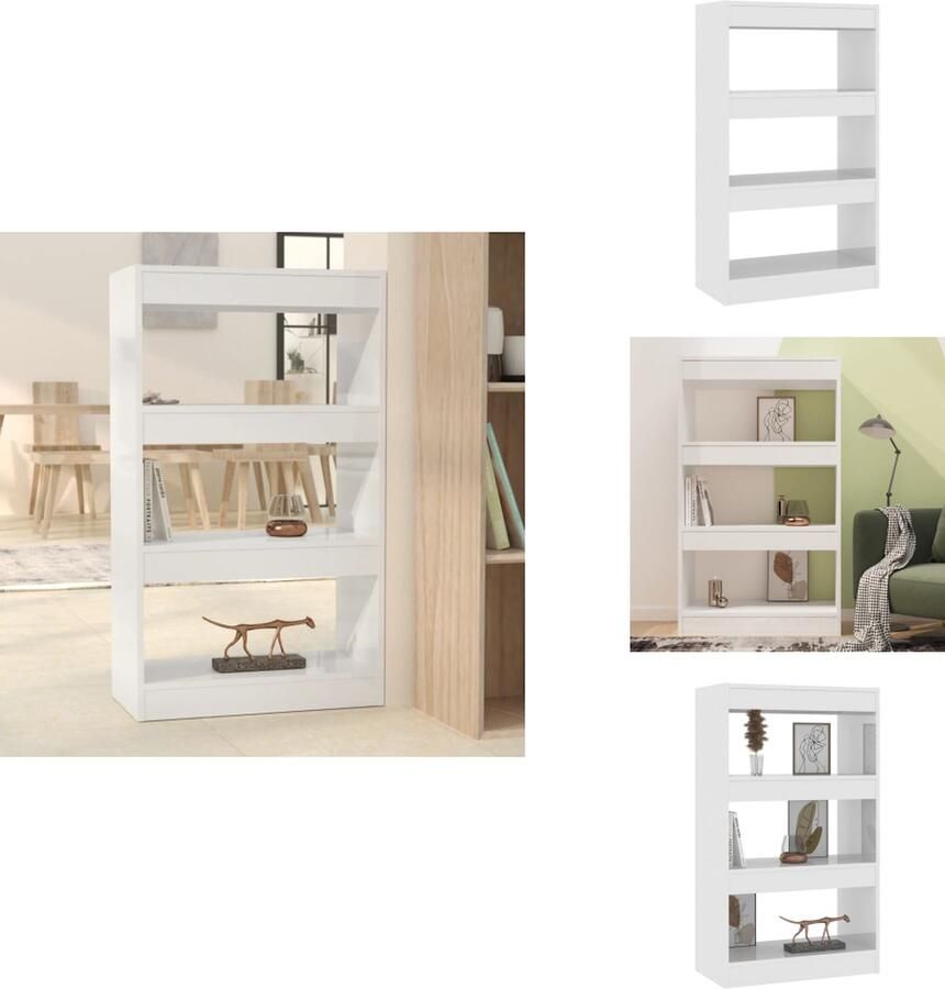 VidaXL Boekenkast Boekenkasten Opbergkast Kast Boekenkast kamerscherm 60x30x103 cm bewerkt hout hoogglans wit