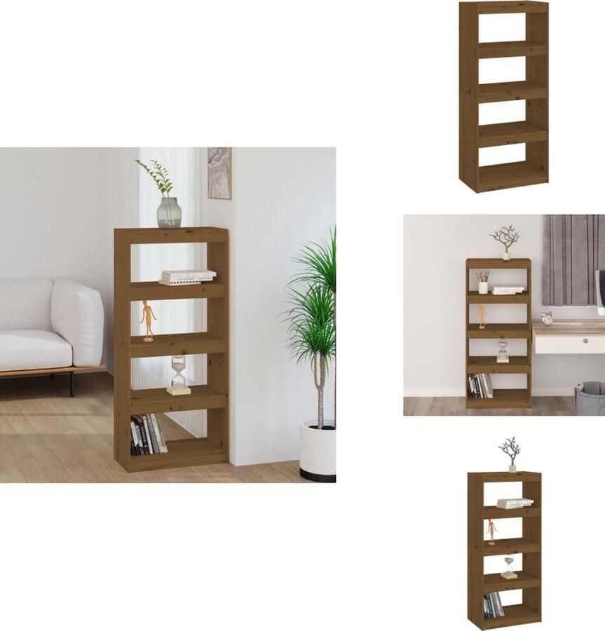 VidaXL Boekenkast Boekenkasten Opbergkast Kast Boekenkast kamerscherm 60x30x135 5 cm grenenhout honingbruin - Foto 2